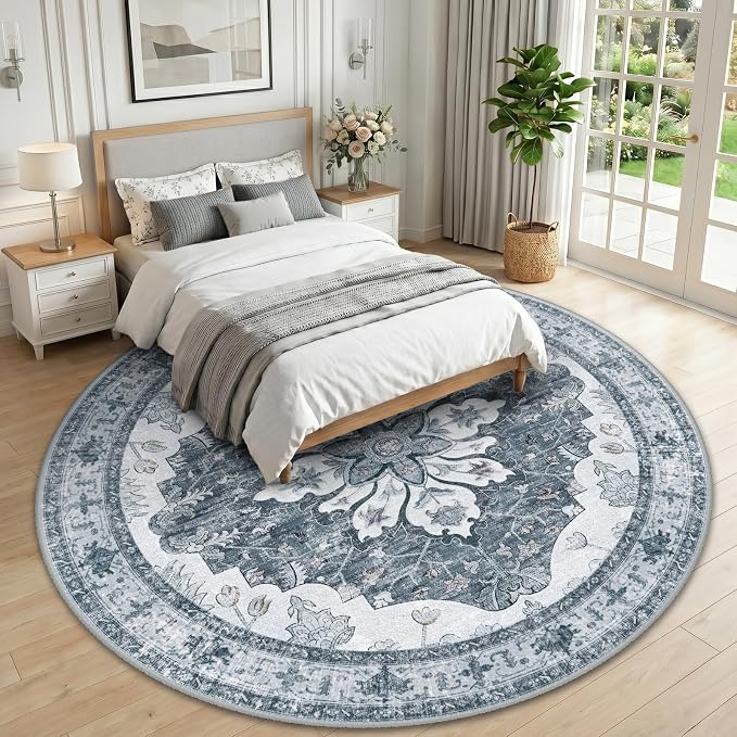 RELEANY Washable Area Rug, Round 10ft, Water Repellent, Pet Friendly, Vintage - Image 2