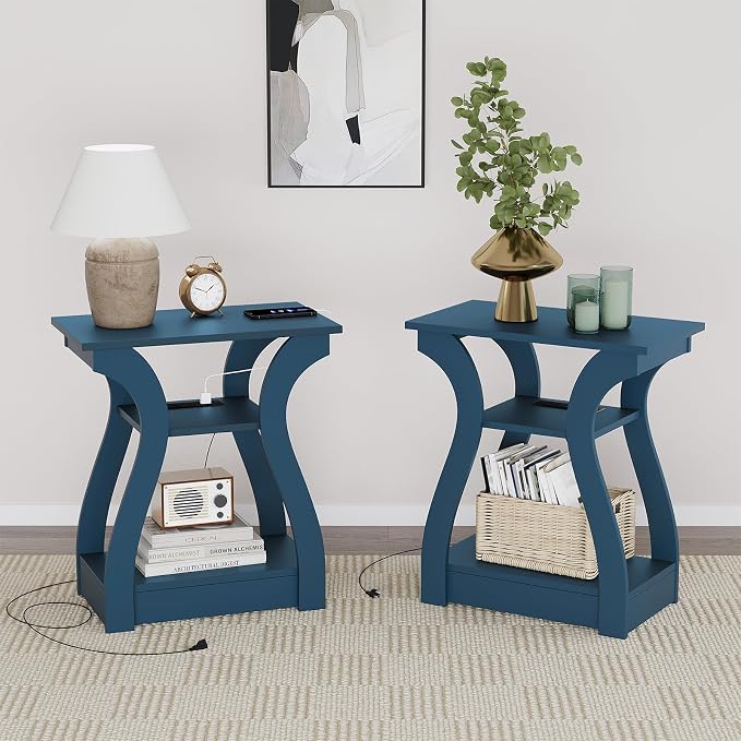 FROMJBEST End Table with Charging Station, Side Table with USB Ports and Outlets - Image 2