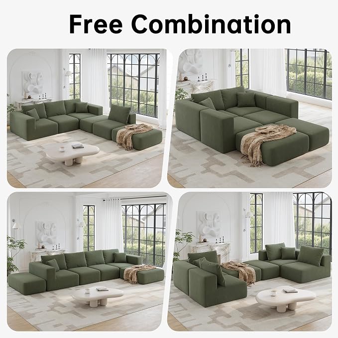 152'' Modern Boneless Couch, Oversized 2-in-1 Modular Sectional Sofa Bed - Image 5