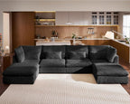 154" Oversized Corduroy Couch Modular Sectional Sofa, Washable Cloud Couch by CHICHOUSE