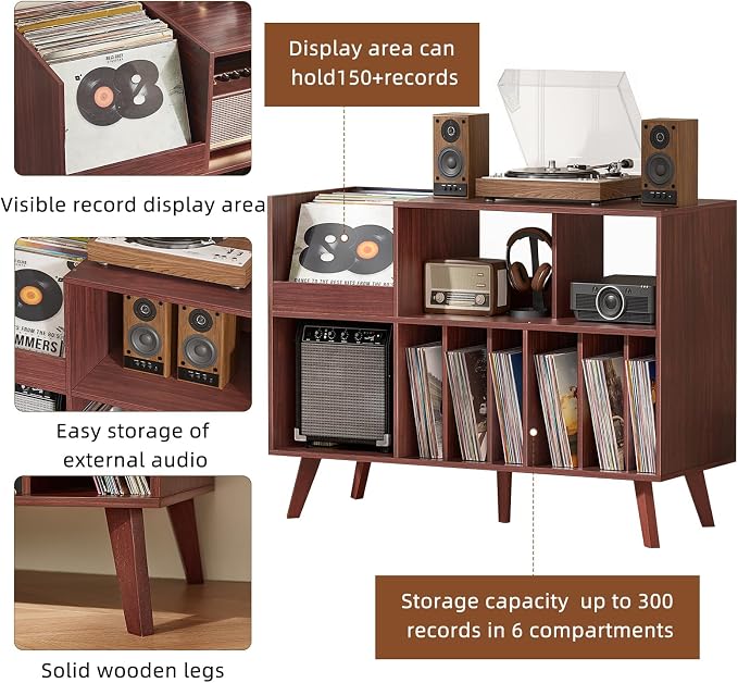 LELELINKY Large 48'' Record Player Stand - Image 8