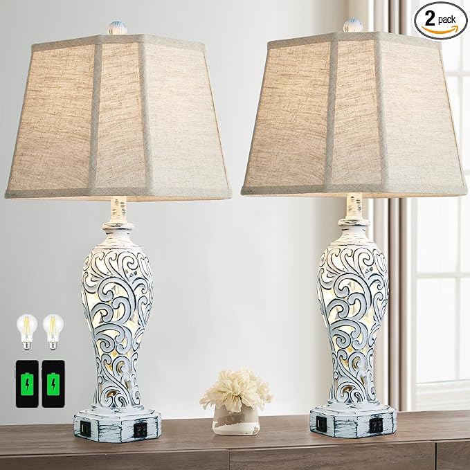 25'' Farmhouse Table Lamps Set of 2 by Reyokale