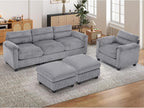 HAOMARKETS Corduroy 4-Piece Sofa Set, Upholstered Ottoman Set of 2, Accent - Image 6