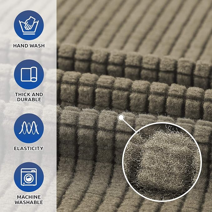 Stretch Chair Sofa Slipcover, Single Couch Cover, Khaki | 1-Piece Washable Sofa - Image 3