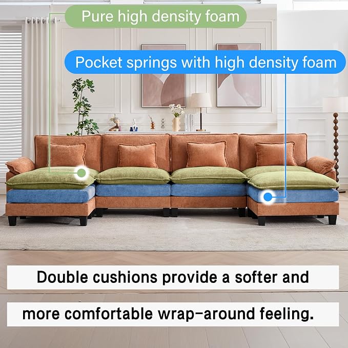 Oprisen 154" Modular Sectional Sofa, Comfy Cloud Couch Sectional Sofa - Image 3