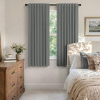 Charcoal Grey Curtains for Bedroom 2 Panel Set 63 Inch Length 100% Blackout - Image 3