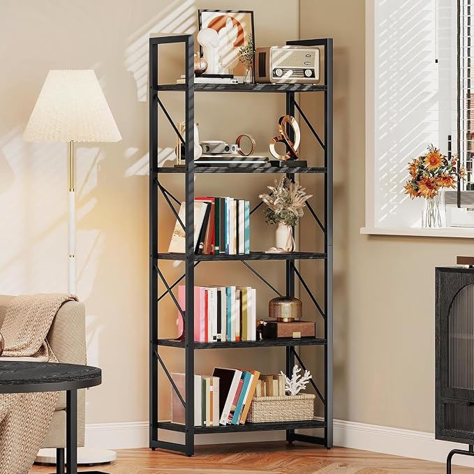 DWVO 5 Tier Bookshelf, Modern Book Shelf Storage Rack Shelves - Image 4