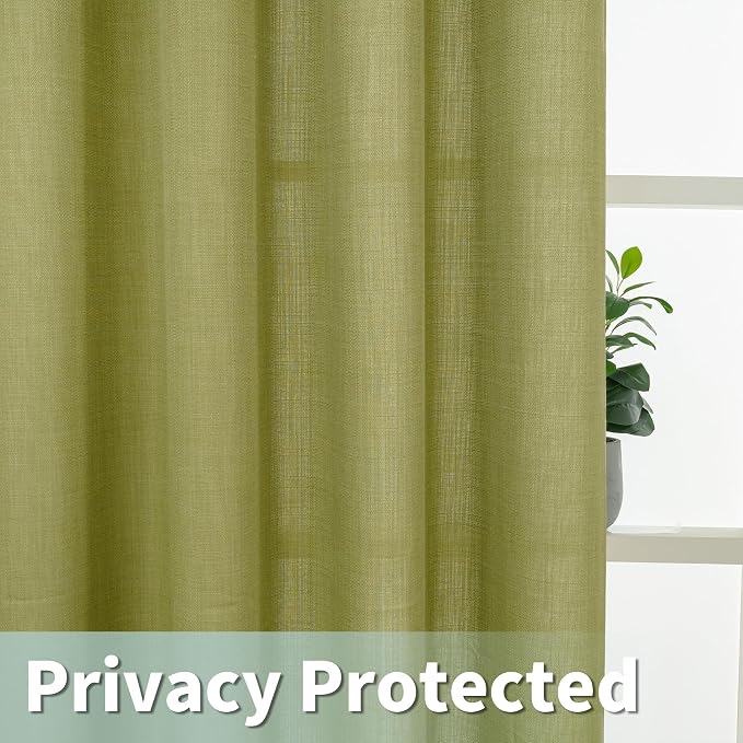 Moss Green Linen Curtains 90 Inch Long - Image 4