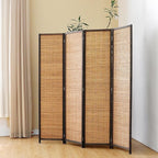 4 Panel Bamboo Room Divider Screen, 5.6 FT Tall Bamboo Divider Folding Panel - Image 2