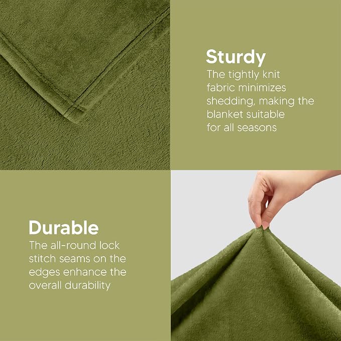 Utopia Bedding Fleece Blanket King Size Olive 300GSM Luxury Fuzzy Soft - Image 7