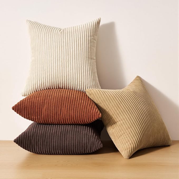 Topfinel 20x20 Decorative Pillow Covers Set of 4 Rustic Modern Soft Corduroy - Image 7