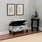 Linon Stephanie Black and White Toile Fully Upholstered Bench - Image 4