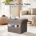 Ottoman with Storage, Folding Soft Fur Ottoman Foot Rest Stool with Thicker - Image 3