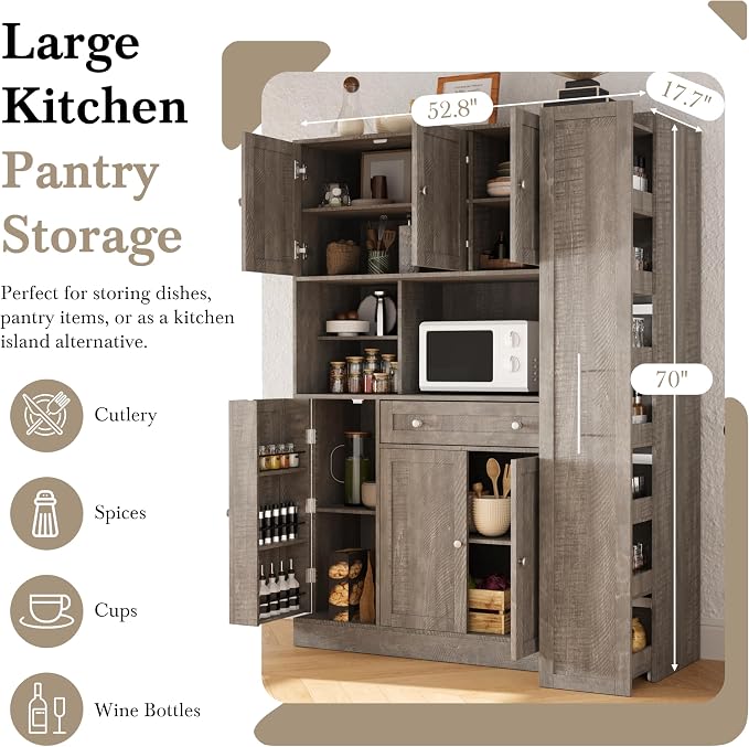 VilroCaz Farmhouse Style Large Kitchen Pantry - Image 7