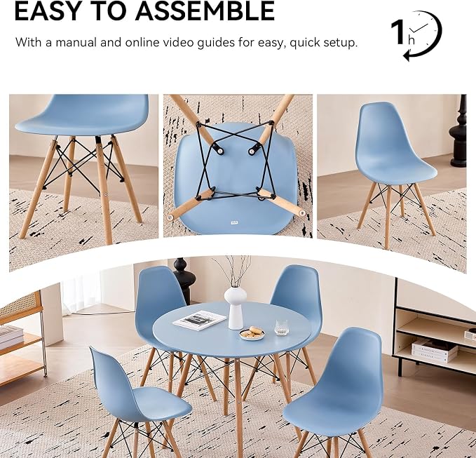 5-Piece Round Dining Table Set, Small 35.5" Kitchen Table Chairs Set of 4 Space - Image 7