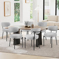 Sweetcrispy Dining Chairs Set of 6, Boucle Upholstered Modern Mid Century Round by Sweetcrispy
