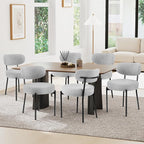 Sweetcrispy Dining Chairs Set of 6, Boucle Upholstered Modern Mid Century Round by Sweetcrispy