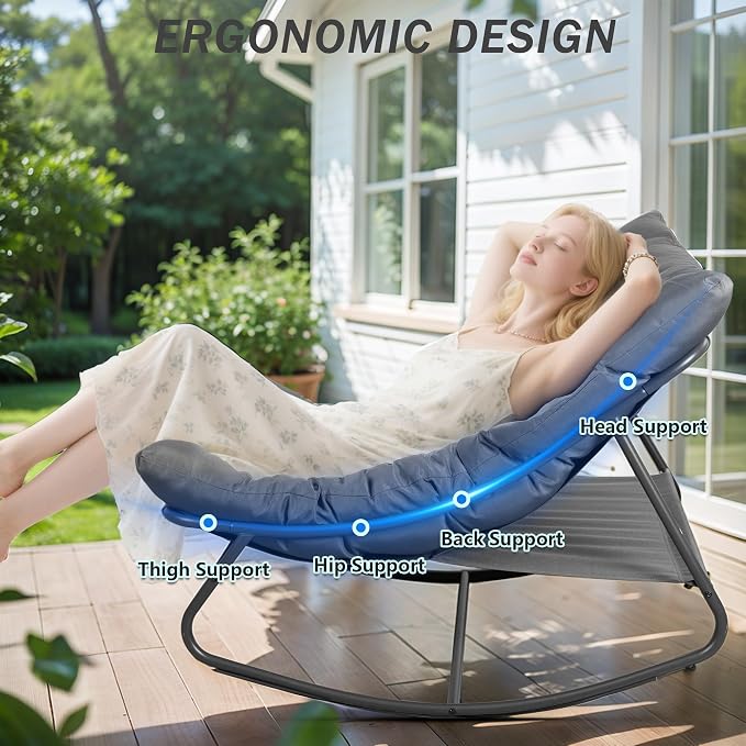 NOBLEMOOD Oversized Rocking Chairs Set of 2, Outdoor & Indoor Papasan Rocking - Image 2