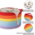 90L Large Blanket Basket, 21.7"L x 21.7"W x 13.8"H Rope Woven Baskets - Image 3