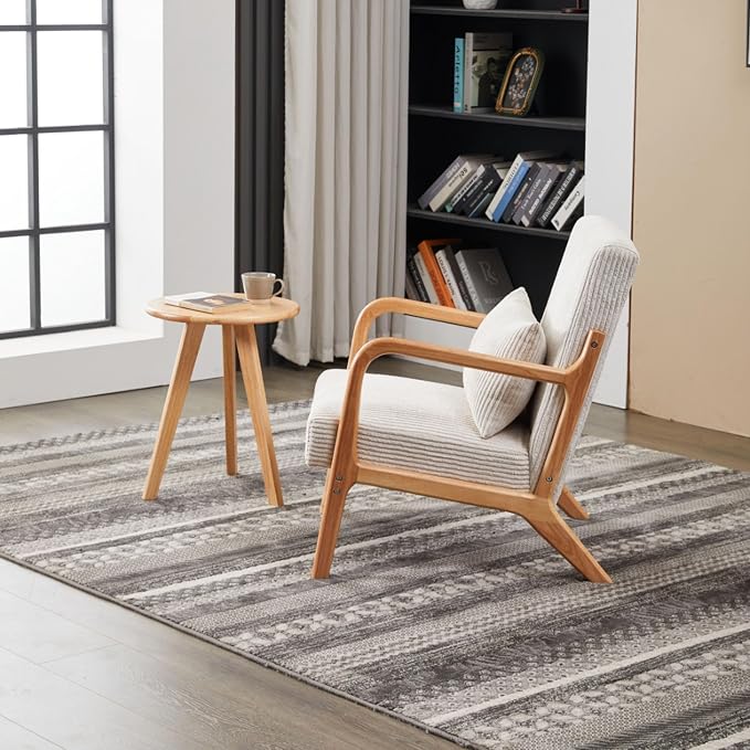 Beige Midcentury Modern Accent Chair - Image 8