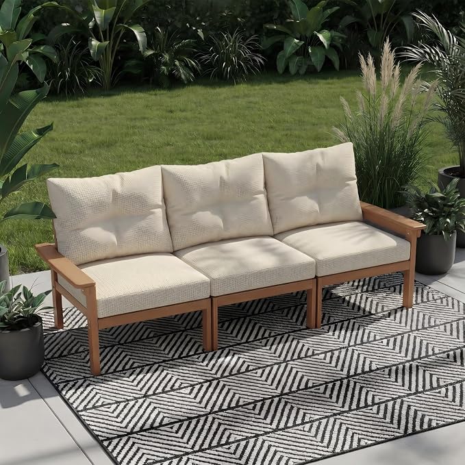 HDPE 4 Piece Patio Furniture Set, All-Weather Outdoor Couch - Image 8