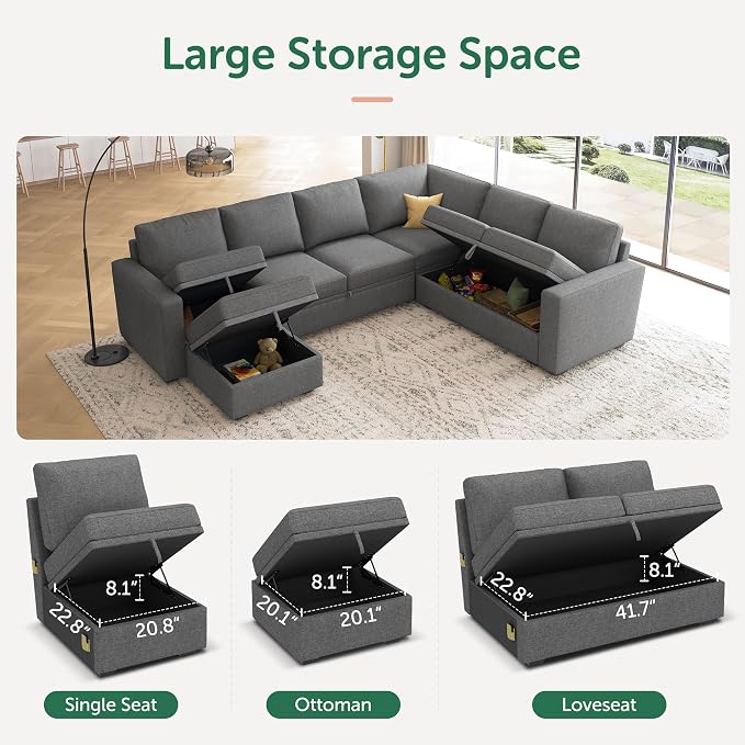 HONBAY Sectional Sleeper Sofa - Image 4