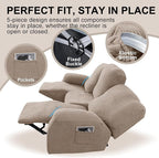 5-Piece Recliner Sofa Covers, Stretch Geometric Strokes Jacquard Recliner Sofa - Image 4