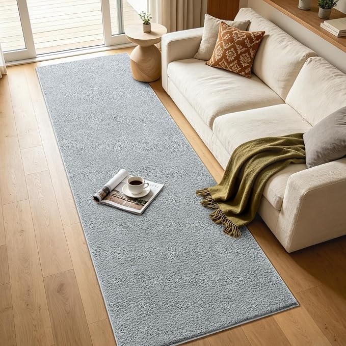 2x8 Light Grey Solid Runner Rug Washable Non-Slip - Image 7