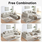 152'' Modern Boneless Couch, Oversized 2-in-1 Modular Sectional Sofa Bed - Image 5
