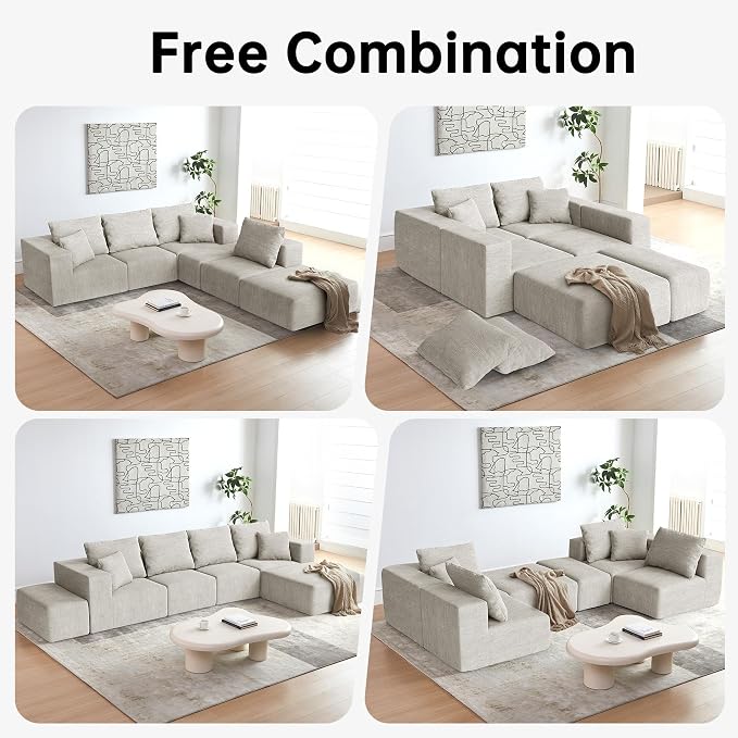 152'' Modern Boneless Couch, Oversized 2-in-1 Modular Sectional Sofa Bed - Image 5