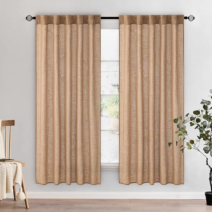 MIULEE Brown Linen Curtains 52x72 Inch by MIULEE