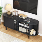 55" TV Stand with Power Outlet, Modern Media Console with Sliding Doors - Image 3
