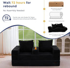 MAXYOYO Loveseat Sofa Bed, Striped Faux Fur Foldable Floor Sofa Couch in A Box - Image 9