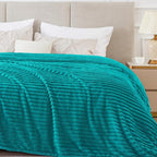 BEDELITE Ribbed Jacquard Ocean Blue Blankets Queen Size - Image 8