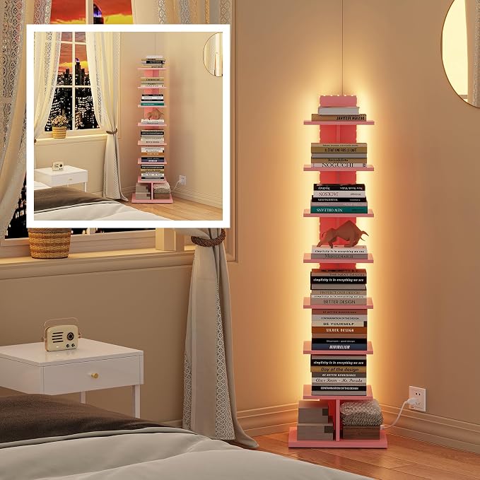 TUTOTAK Narrow Bookshelf, 8-Tier Bookcase - Image 8