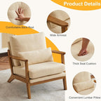 Karl home Accent Chair Wide Armrest Mid-Century Lounge Chair Teddy Fleece - Image 3