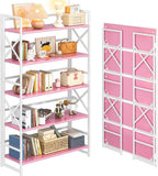 4NM Extra Wide 5 Tiers No Assembly Book Shelves, 51.2" H Folding Bookshelf by 4NM