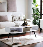 Modern Coffee Table 44 in, Sturdy Metal Frame Center Table by Noeko