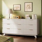VINGLI 9 Drawer Dresser White Fluted Dresser - Image 8
