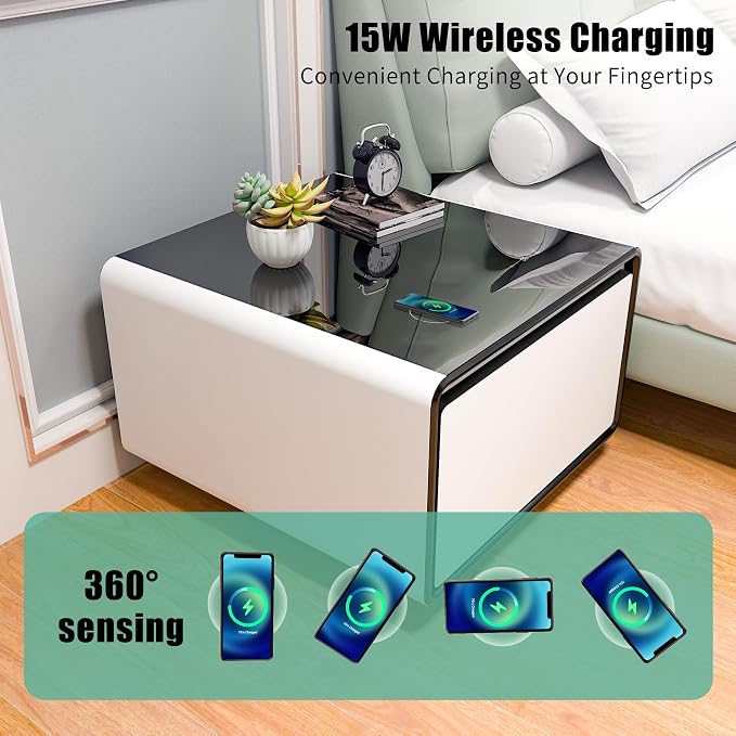 Smart Coffee Table with Fridge, Smart Center Table with Wireless Charging - Image 9