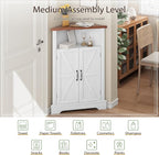 Smuxee Bathroom Corner Storage Cabinet, Farmhouse Floor Corner Cabinet - Image 6