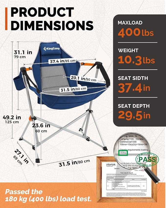 KingCamp Hammock Camping Chair, Swinging Portable Camp Chairs - Image 3