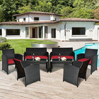 Tangkula Patio Wicker Conversation Furniture Set, Patiojoy Sofa & Table Set w/4 - Image 5