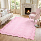 GarveeHome 5x7 Scalloped Area Rug Pink Washable Bedroom Living Room Rug | Soft by GarveeHome