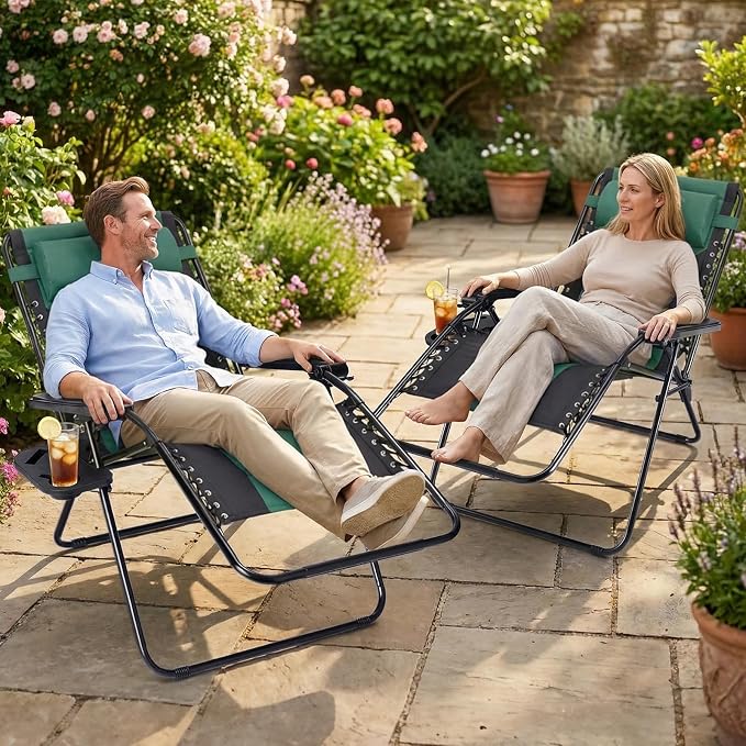 Sweetcrispy Zero Gravity Chairs, Foldable Patio Reclining Chairs - Image 2