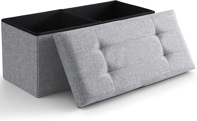 Storage Ottoman Bench Foldable Seat Footrest End of Bed Ottoman by CUYOCA-MakeYouFeelComfort
