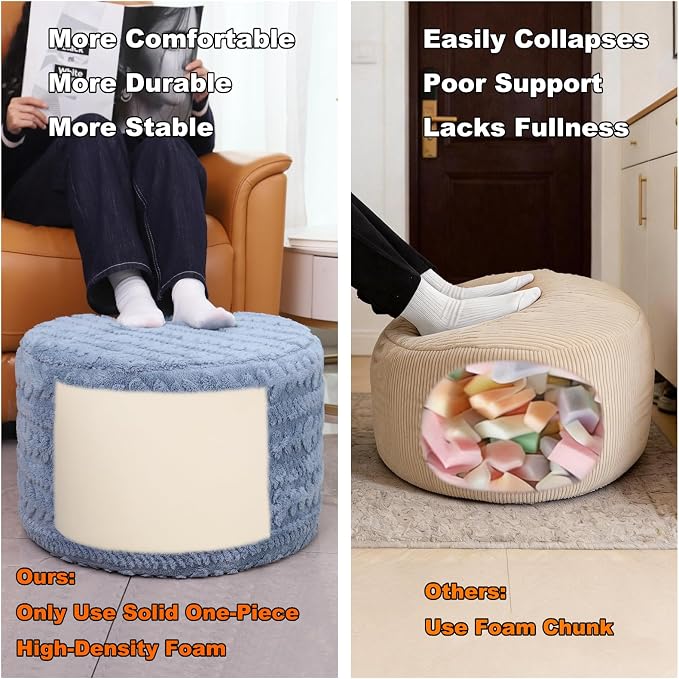 Asuprui Round Footstool Ottoman, 20x14 Inches Multi-Functional Modern Foot Stool - Image 6