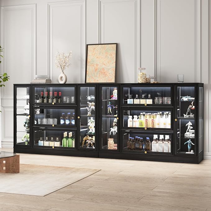 Display Cabinet with Acrylic Glass Doors, Extra Wide Curio Cabinet with LED - Image 4
