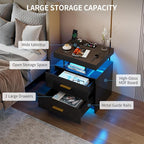 Smart Night Stand with Charging Station, Modern Black Nightstand with 24 Color - Image 5