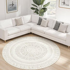 cotiled 6x6 Round Rug 6ft Circle Living Room Boho Area Rugs | Washable Foldable - Image 8